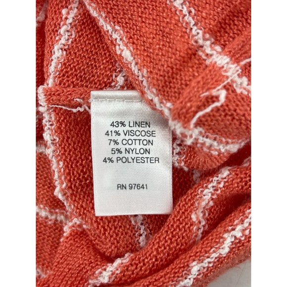 J Jill Women's Orange White Striped Knit Linen Sweater 3/4 Sleeve Size Small - Picture 7 of 10